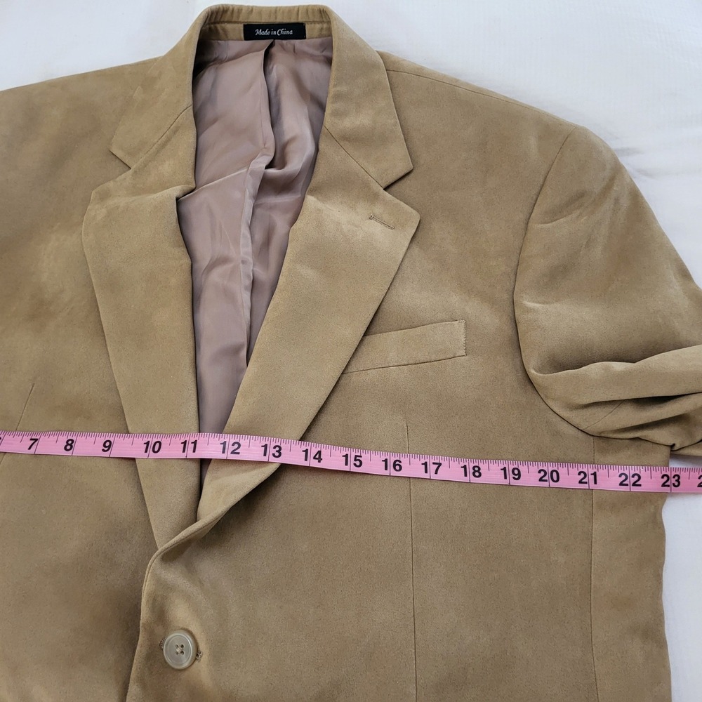 Lauren Ralph Lauren Tan Beige Faux Suede 2 Button Blazer Sport Coat 44R - Picture 9 of 12